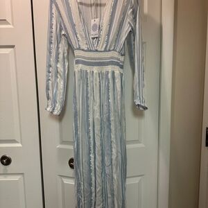 Blue Island Light Blue and White Striped Coverup